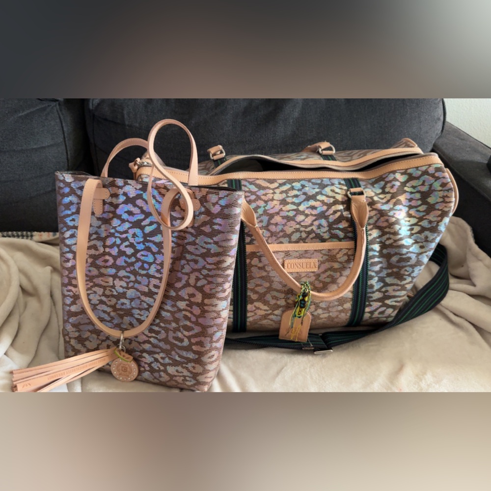 Consuela Iridescent Leopard Print Tote